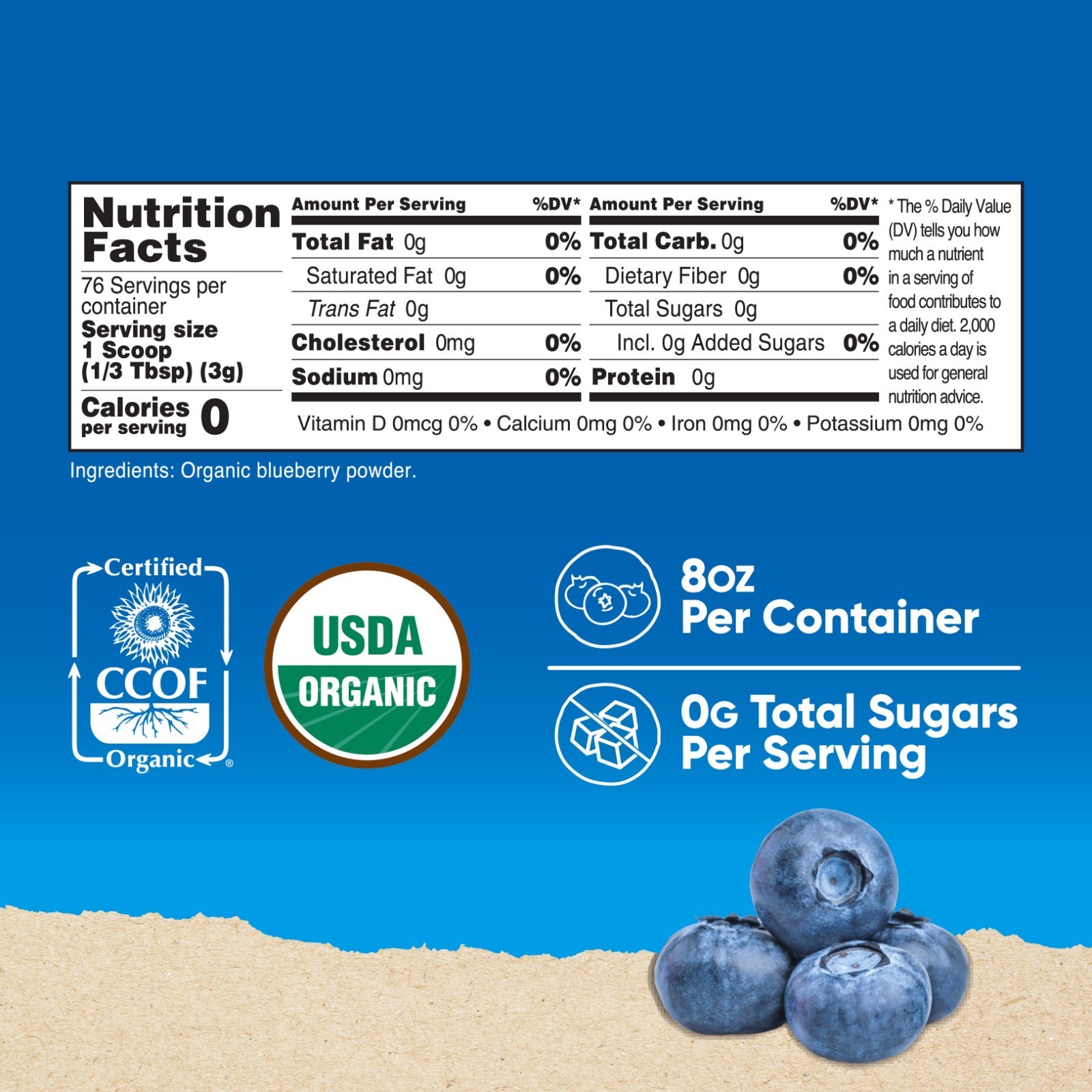 Nutricost Organic Blueberry Powder 8oz (227 Grams) – Pure, Gluten Free, Non-GMO