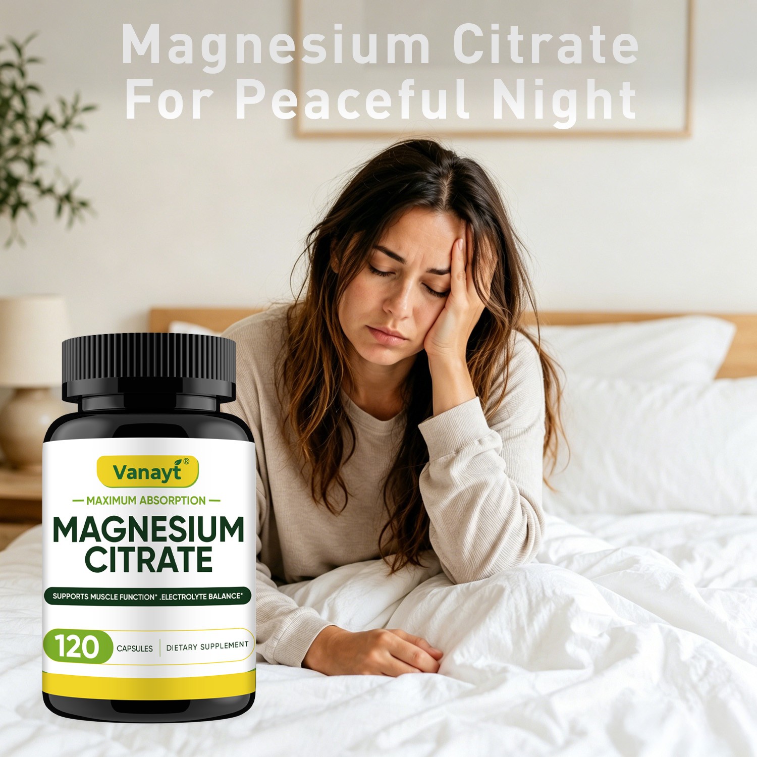 Magnesium Citrate Capsules 500mg Per Serving – Highest Potency 120 Capsules