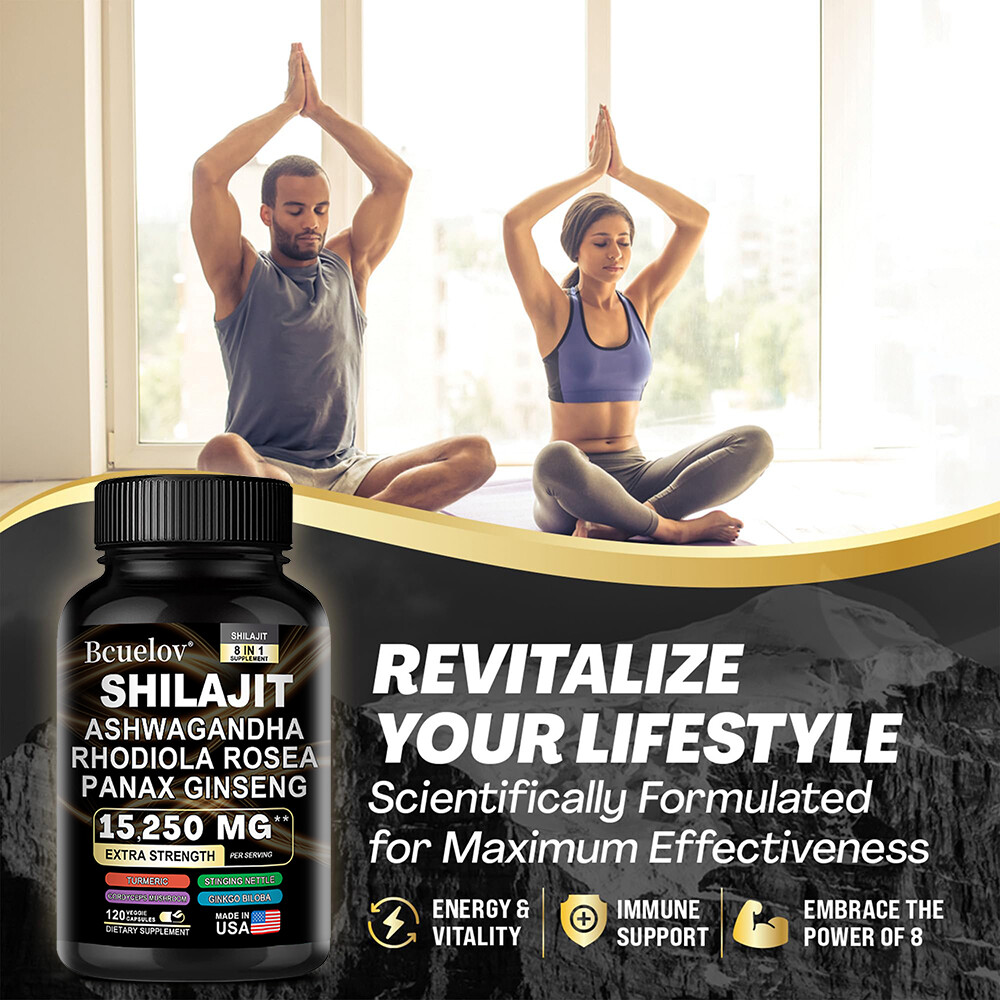 Shilajit Pure Himalaya 9000mg Energy Booster Ashwagandha 2000mg 30/60/120 Caps