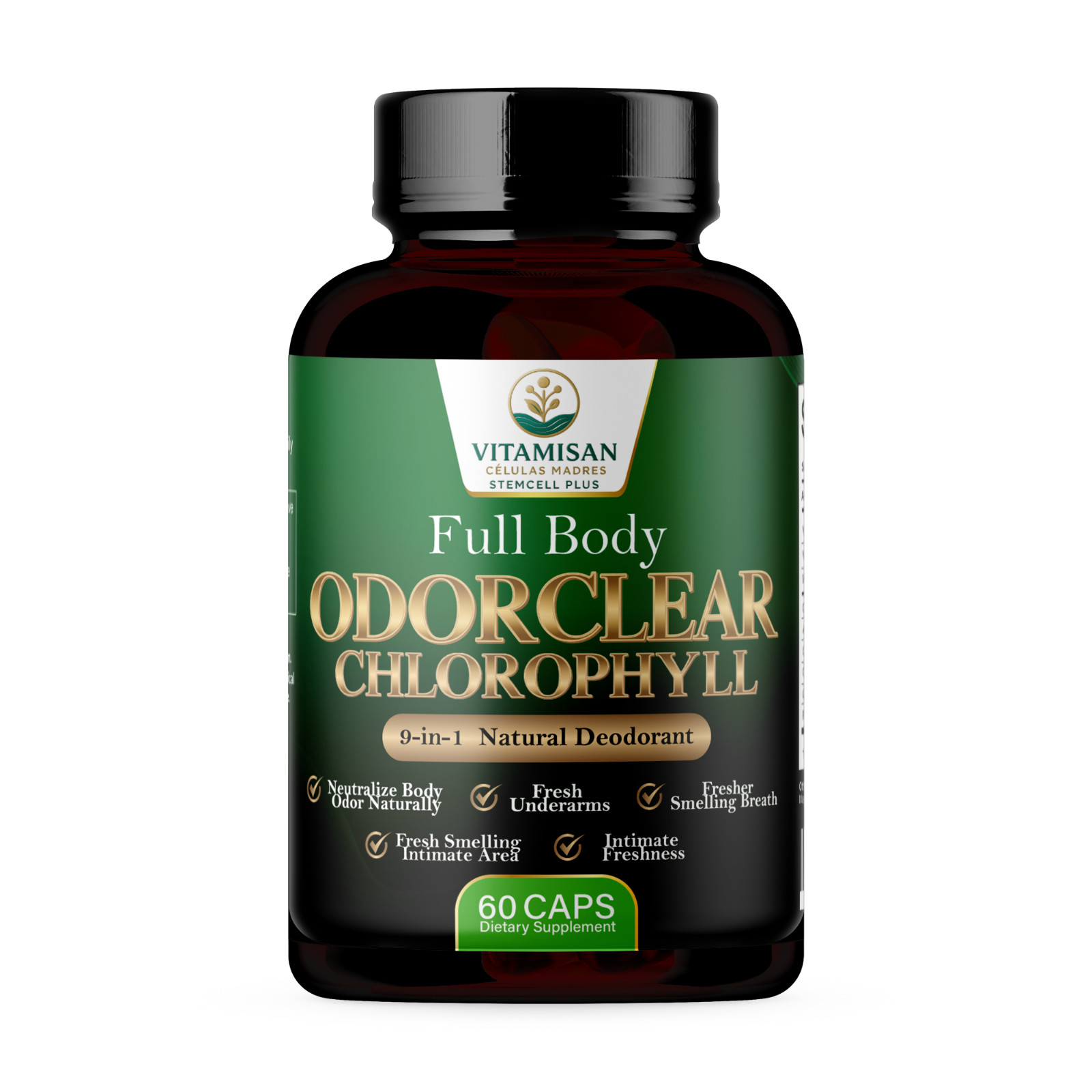 VITAMISAN OdorClear Chlorophyll Capsules – Internal Deodorant – 120 Caps