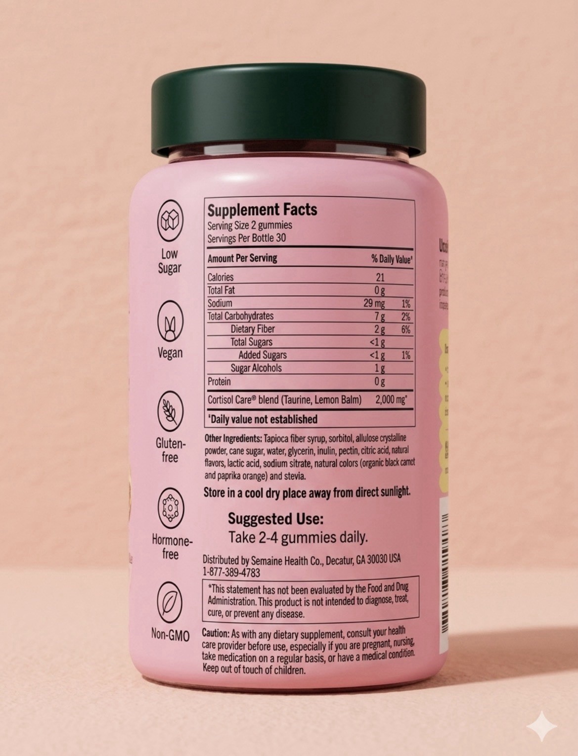 Semaine Daily Stress Less Gummies 60ct Vegan Cortisol Support Supplement