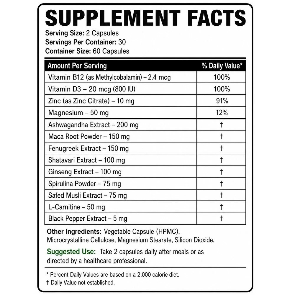 Weight Gainer Pills 60 Count | Appetite Booster for Men & Women | Mass Gain Caps