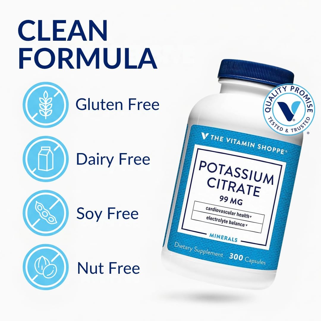 The Vitamin Shoppe Brand Potassium Citrate 300 count (Pack of 1), No Color