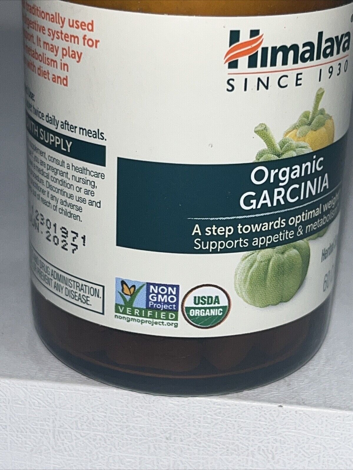 Organic Garcinia Herbal Supplement, 60 Caps, Sealed/ Exp 06/2027