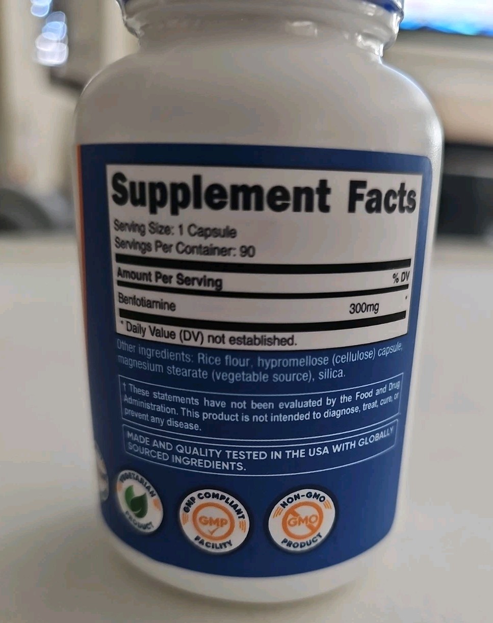 Benfotiamine 90 Caps 300 Mg by Nutricost NEW. EX. 06/2028