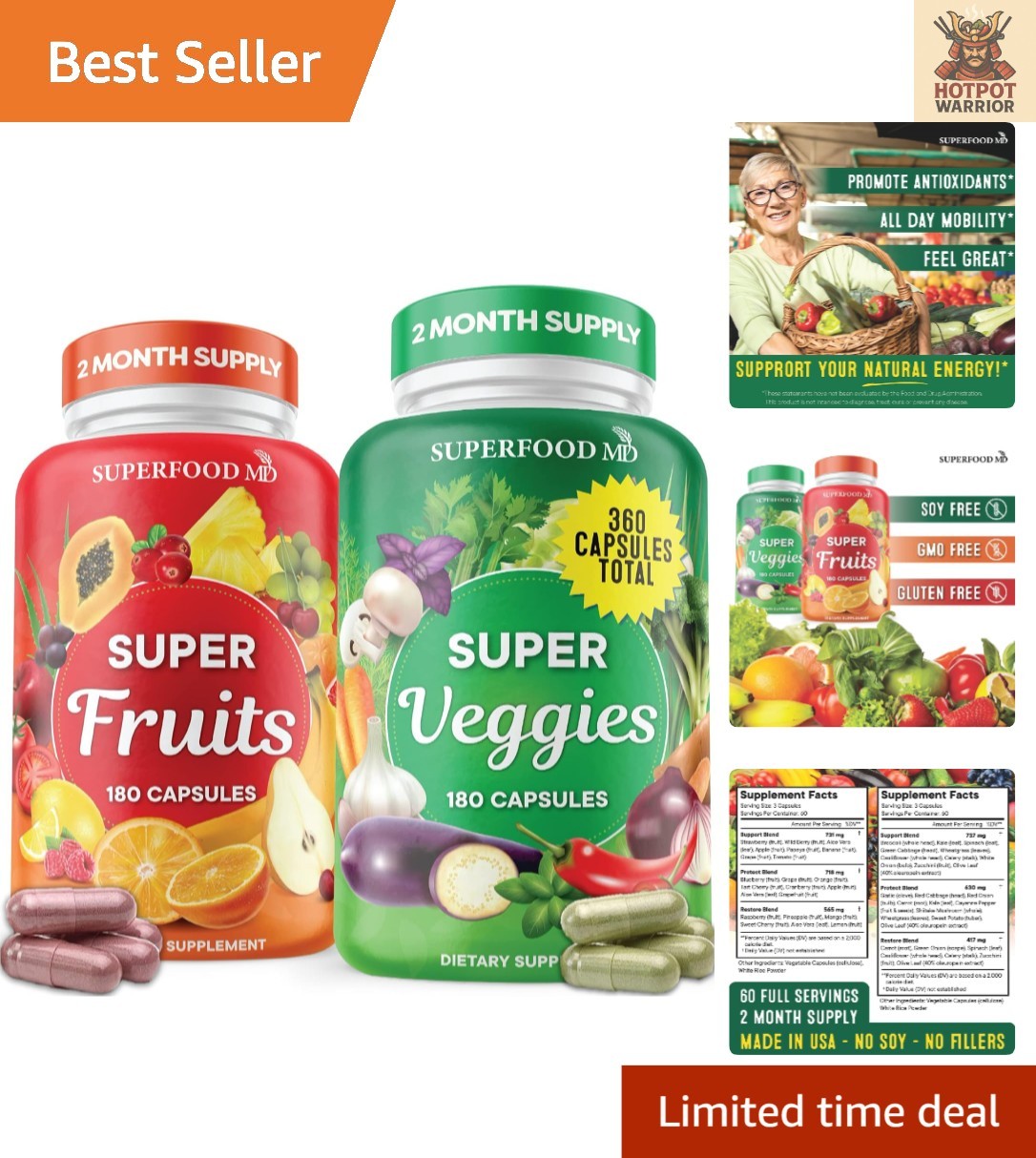 Ultimate Superfood Blend – 360 Olive Leaf-Infused Fruit & Veggie Capsules