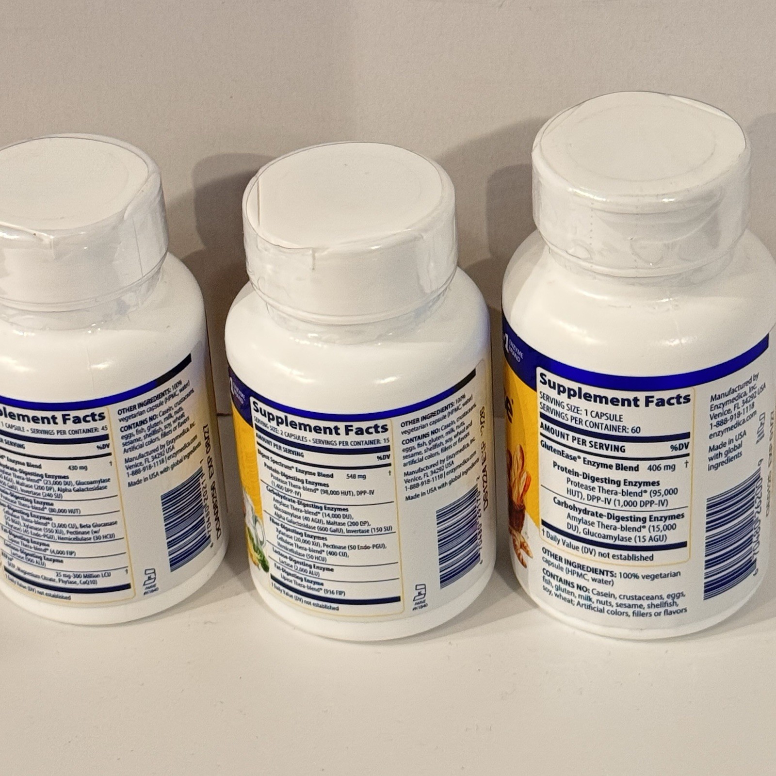 Enzymedica Digest Gold (45) & Digest Spectrum (30) & GlutenEase (60) 12/26-8/27