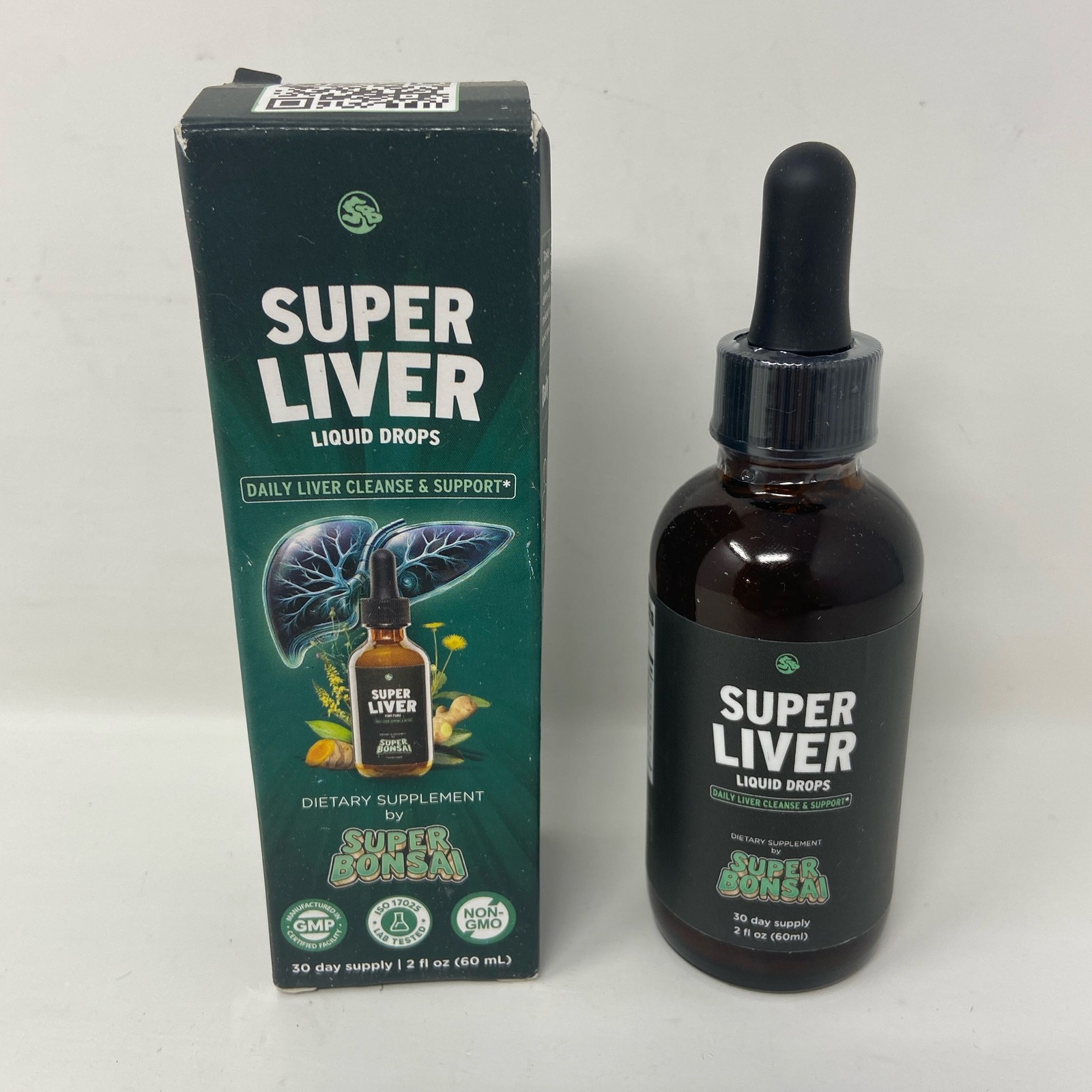 SuperBonsai Super Liver Support Drops 2 fl oz (60 mL) Amber/Black