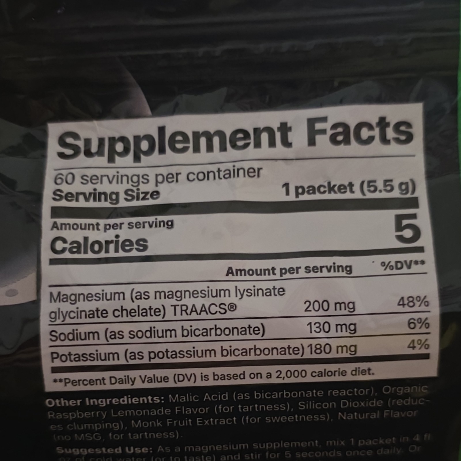 MagSoothe Magnesium Powder 200mg Raspberry Lemonade Gluten-Free Vegan 60 Ct