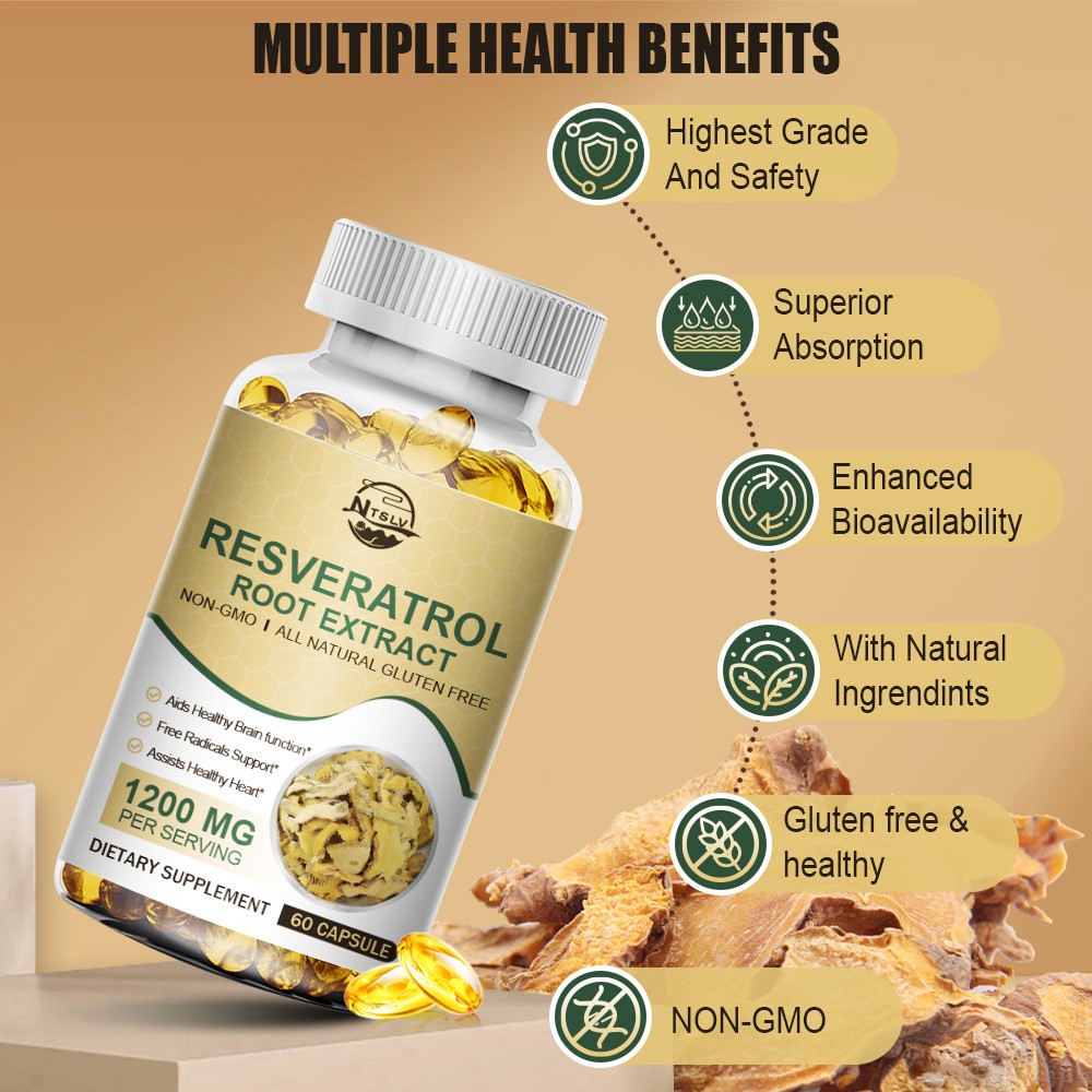 Resveratrol Capsules Maximum 1200 MG Strength Natural AntiAging Antioxidant Cap