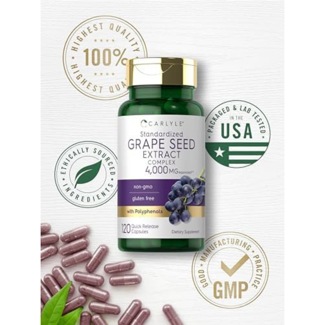 Grape Seed Extract Capsules 4,000Mg 120 Count Standardized Extract Complex