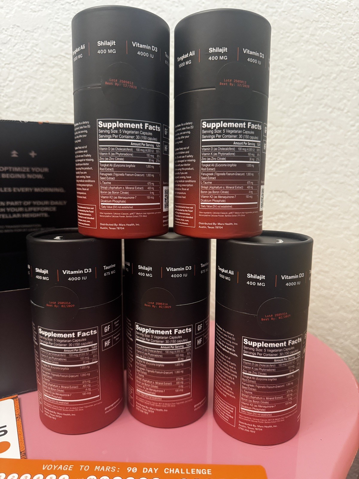 LOT MARS MEN Natural Testo Support 5 Month Supply! Authentic, Unopened
