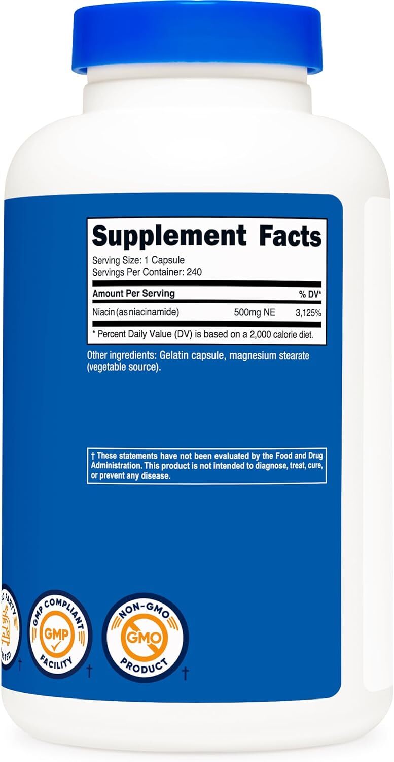 Nutricost Niacinamide (Vitamin B3) 500mg, 240 Capsules 240 Count (Pack of 1)
