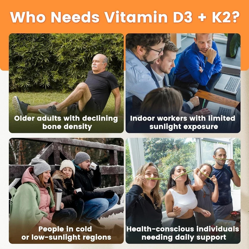 VEV Vitamin D3 K2 Magnesium 10000 IU Softgels Zinc Bone Muscle Energy 300ct