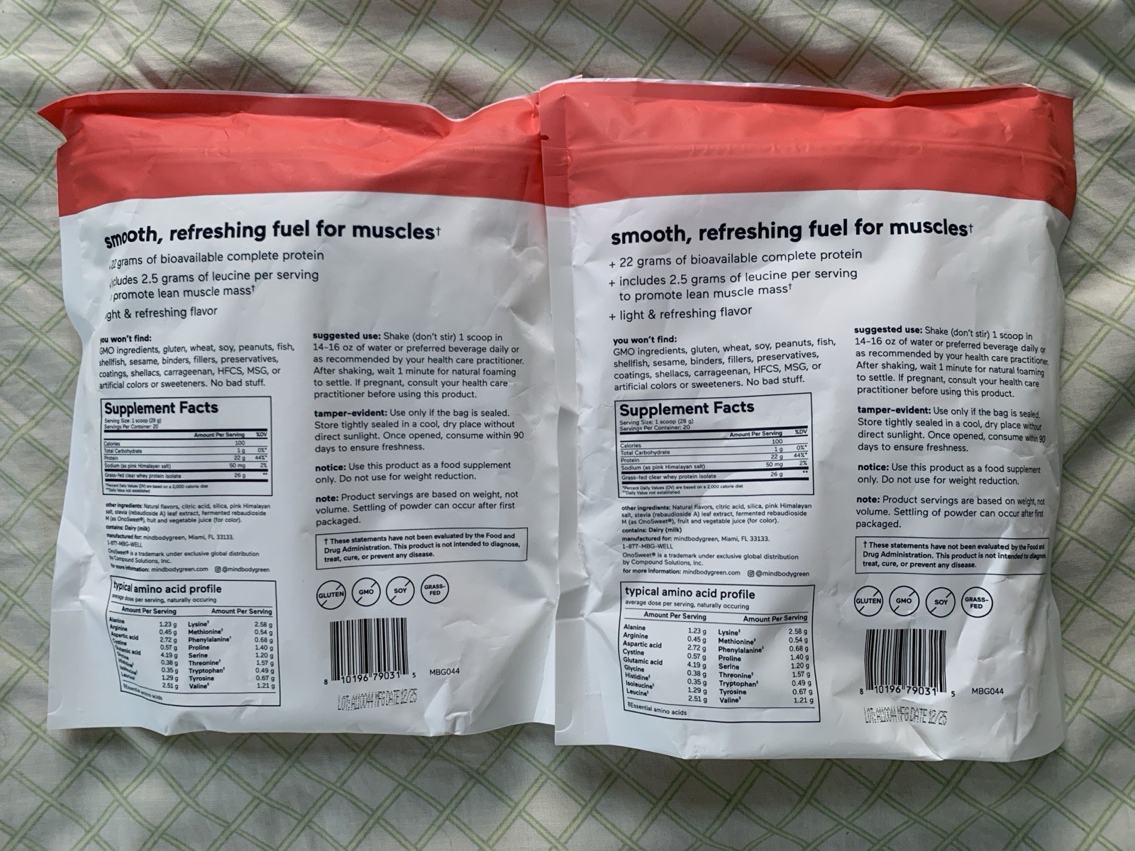 New MindBodyGreen Grass Fed Whey Protein Isolate+ Clear 20 Servings (one Unit)