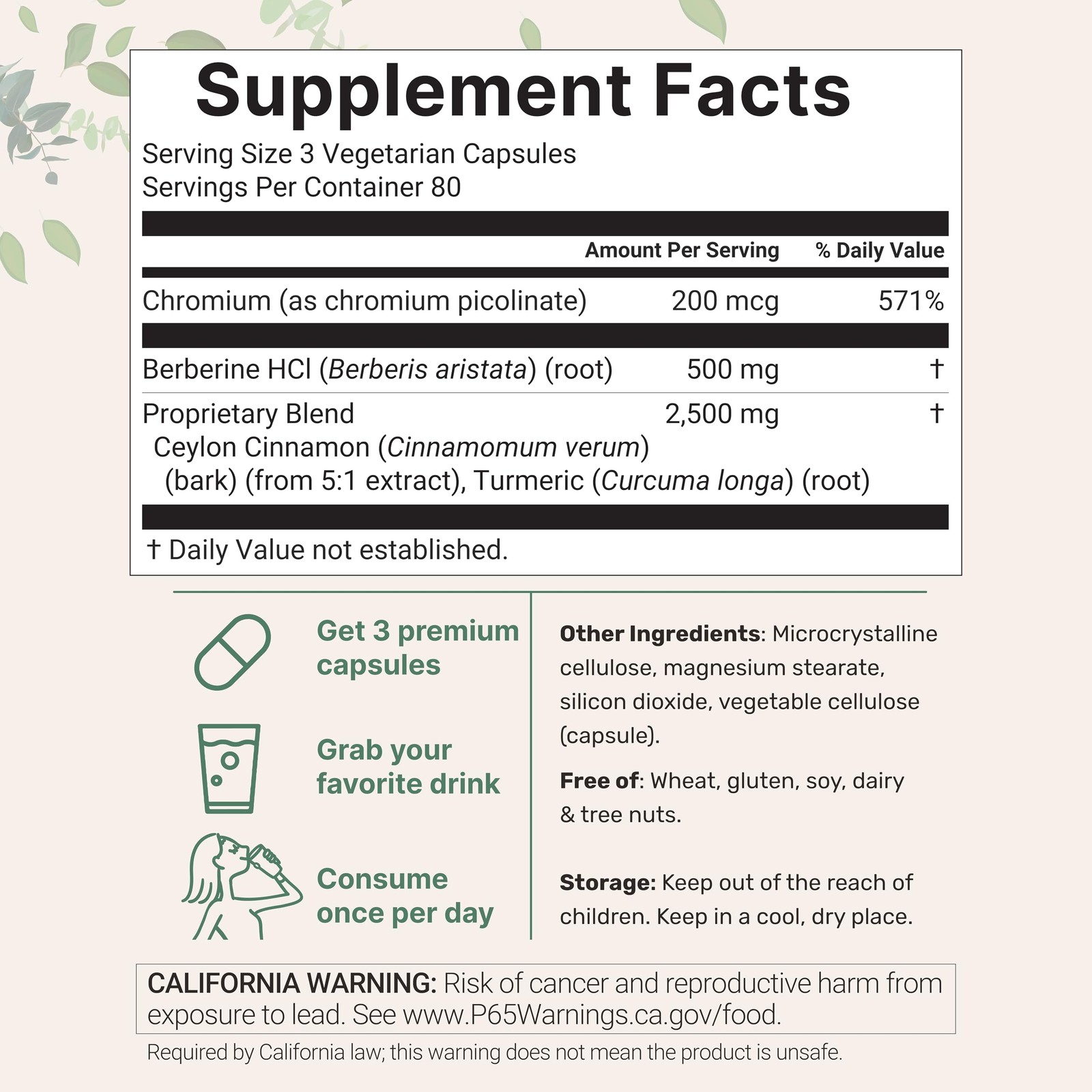 Berberine with Ceylon Cinnamon, 240 Veggie Capsules | High Absorption Berberi…