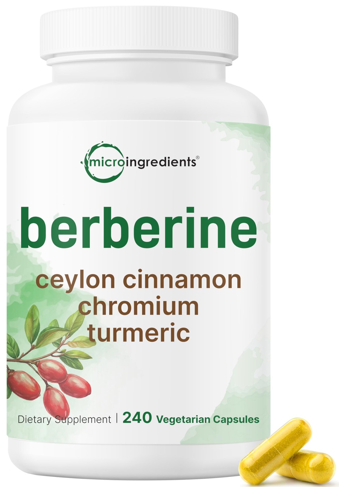 Berberine with Ceylon Cinnamon, 240 Veggie Capsules | High Absorption Berberi…