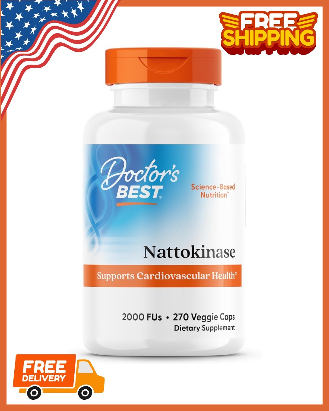 Doctor’s Best Nattokinase, Non-GMO, Vegan, Gluten Free, 270 Veggie Caps