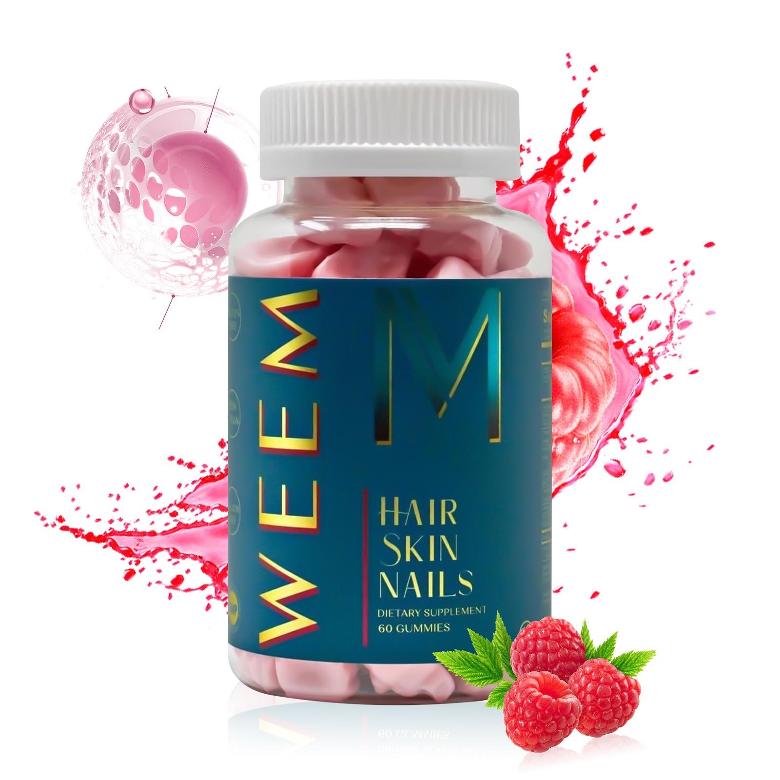 WEEM Hair Skin and Nails Gummies, Vegan biotin Vitamins, Healthy Hair
