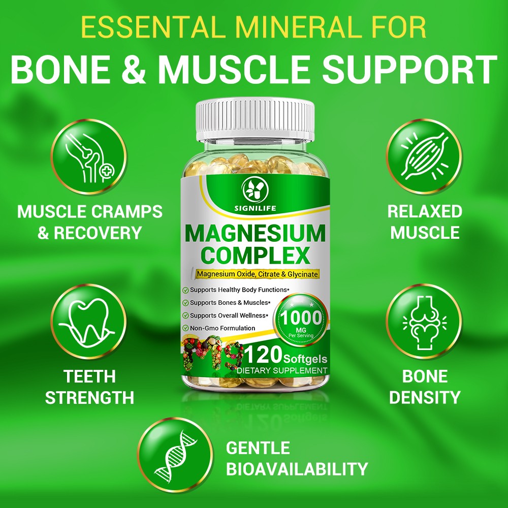 Magnesium Complex 1000mg, 120 Capsules – Gluten Free and Non-GMO