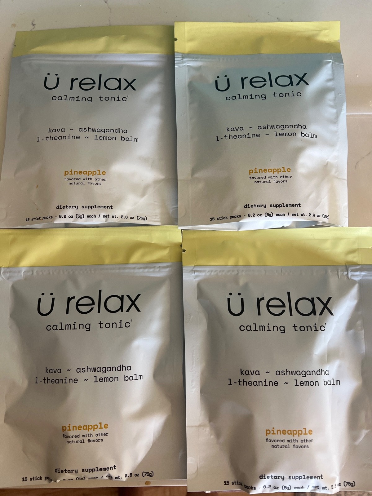 4 U Relax Calming Tonic- 60 Packets PINEAPPLE Flavor Relax Calming Drink