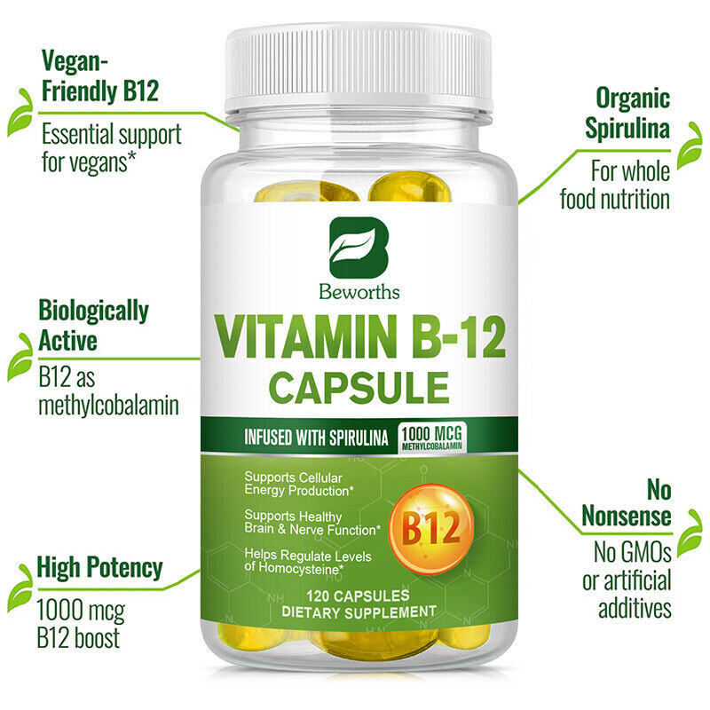 120 Capsules Vitamin B12 1000mcg,High Absorption Vitamin B-12 Energy Support
