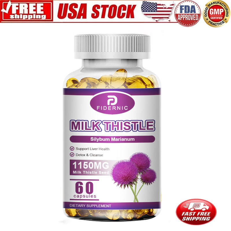60 Milk Thistle Capsules High Silymarin Liver Cleanse Detox Support Supplement