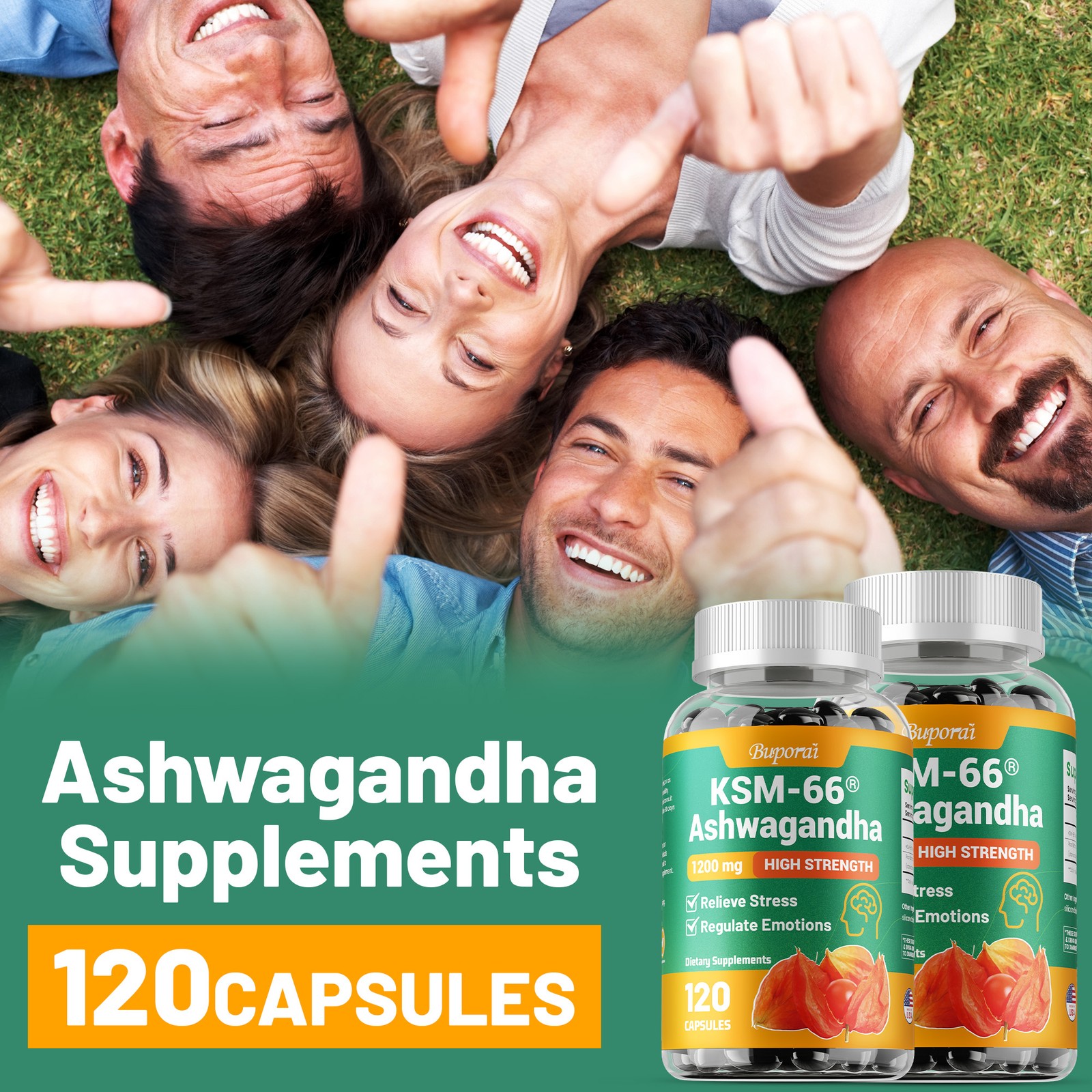 KSM-66 Ashwagandha 1200mg – Relieve Stress, Improve Mood & Sleep,Increase Energy