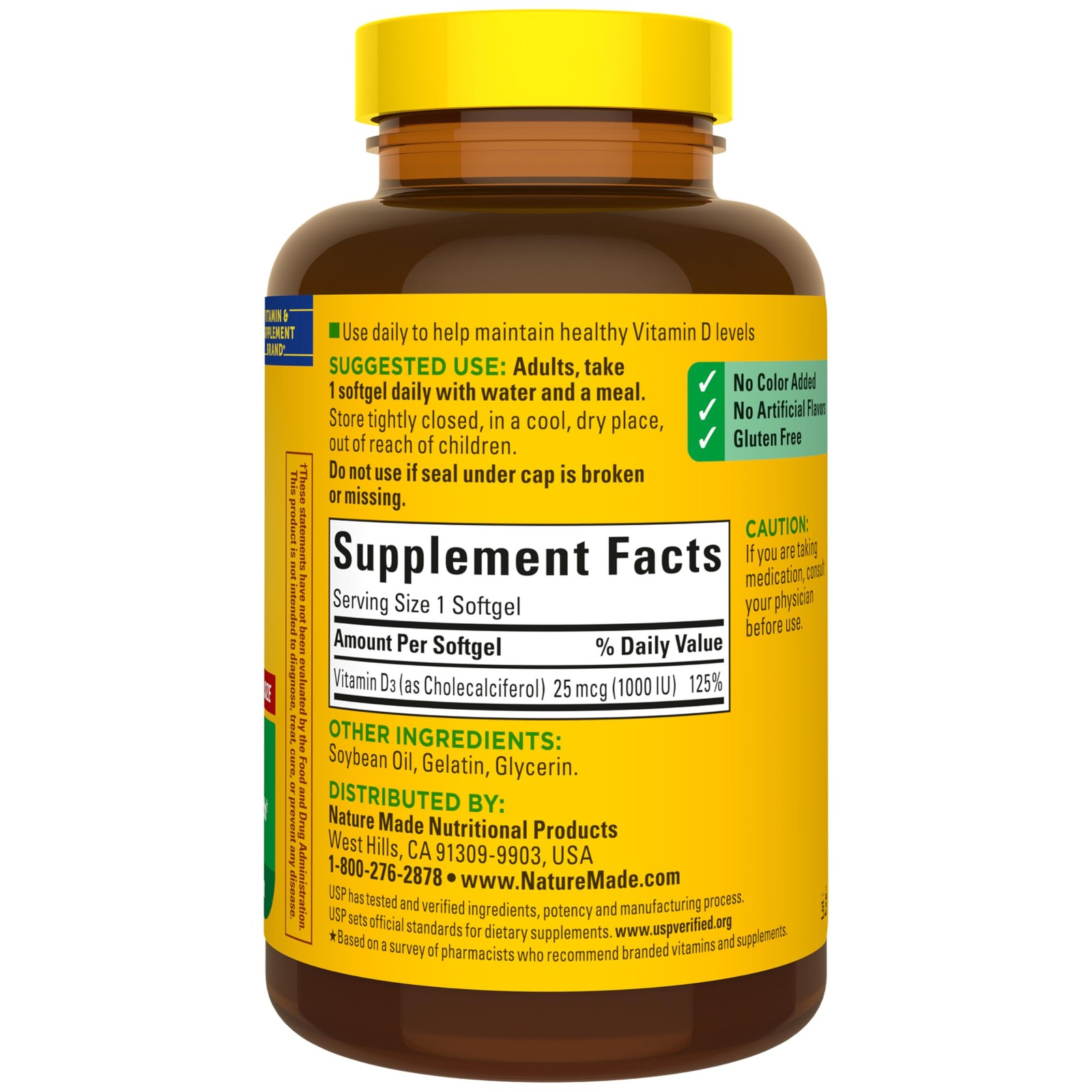 Nature Made Vitamin D3 1000 IU (25 mcg), 300 Count (Pack of 1), 300