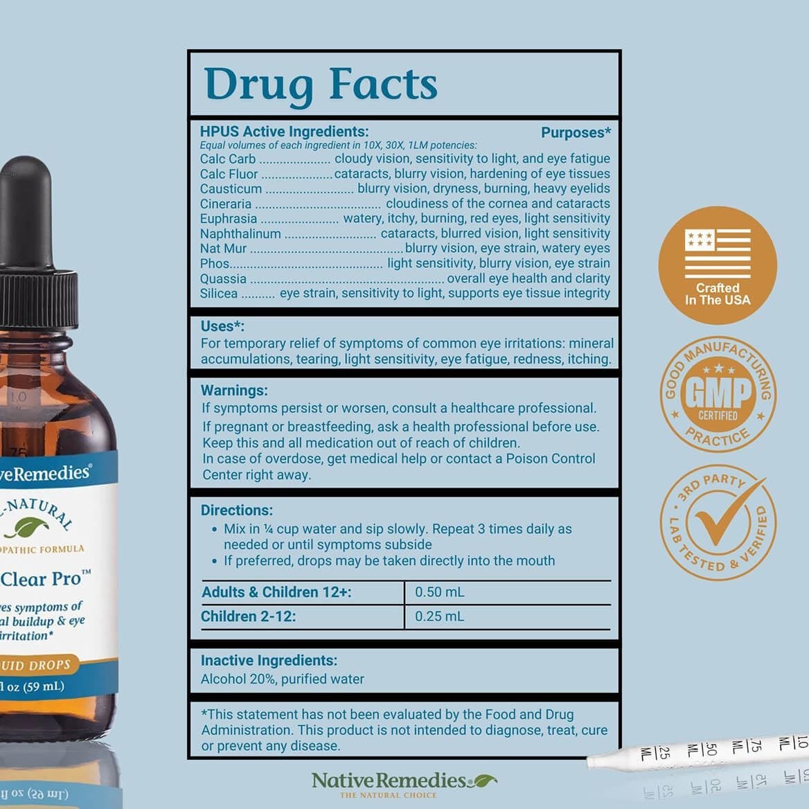 Natural Eye Support Liquid for Dry, Red, Swollen Eyes – Promotes Comfort & Clari