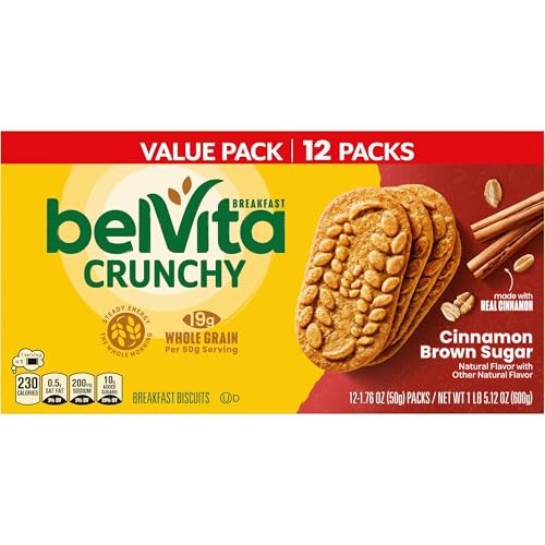 belVita Breakfast Bars Biscuits, Cinnamon Brown 21.12 Ounce (12 Pack), brown