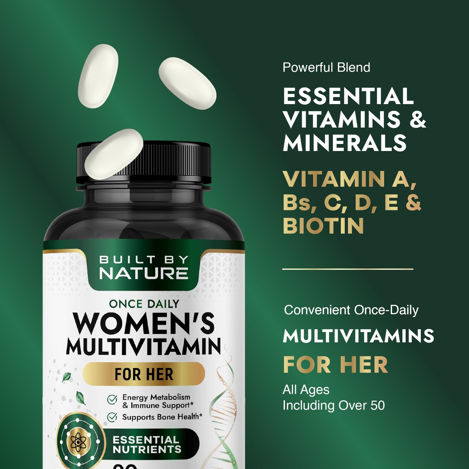 Built by Nature Multivitamin for Women – Daily Womens 90 Count (Pack of 1)