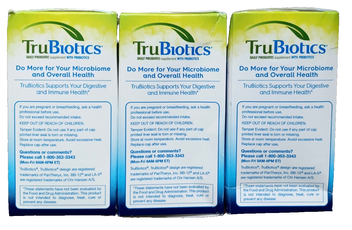 3~TruBiotics DIGESTIVE & IMMUNE HEALTH Daily Probiotic 30ea exp 09/27 NEW/SEALED