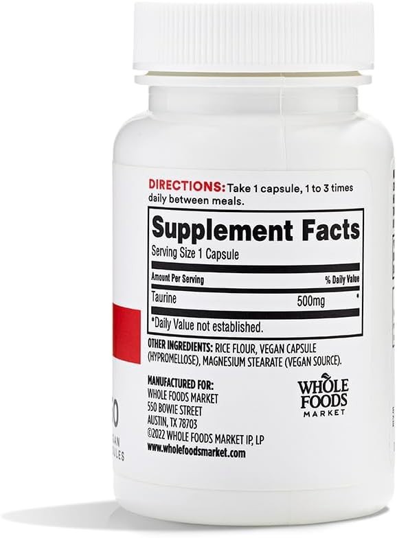 Taurine 500mg – 60 Count Capsules for Antioxidant Support & Energy