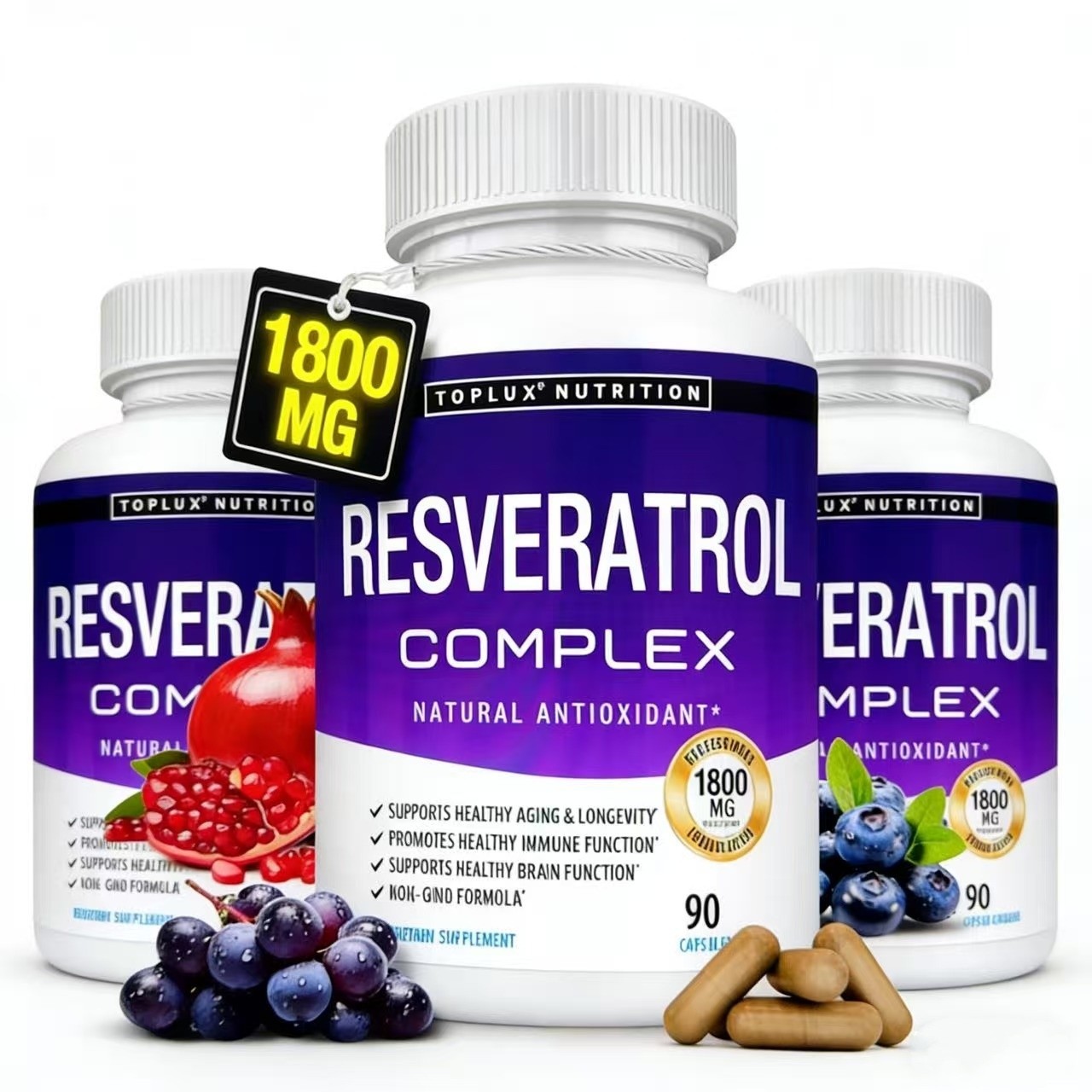 Resveratrol Supplement 1800mg Natural Antioxidant