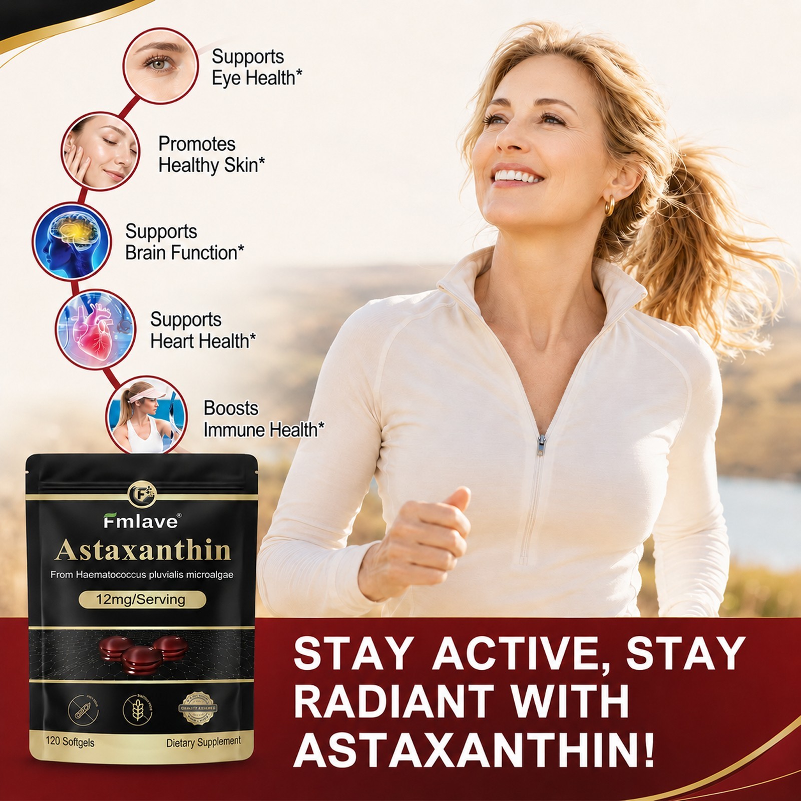 3pack Micro Ingredients Astaxanthin 12mg, 360 Softgels, Natural Antioxidant Skin