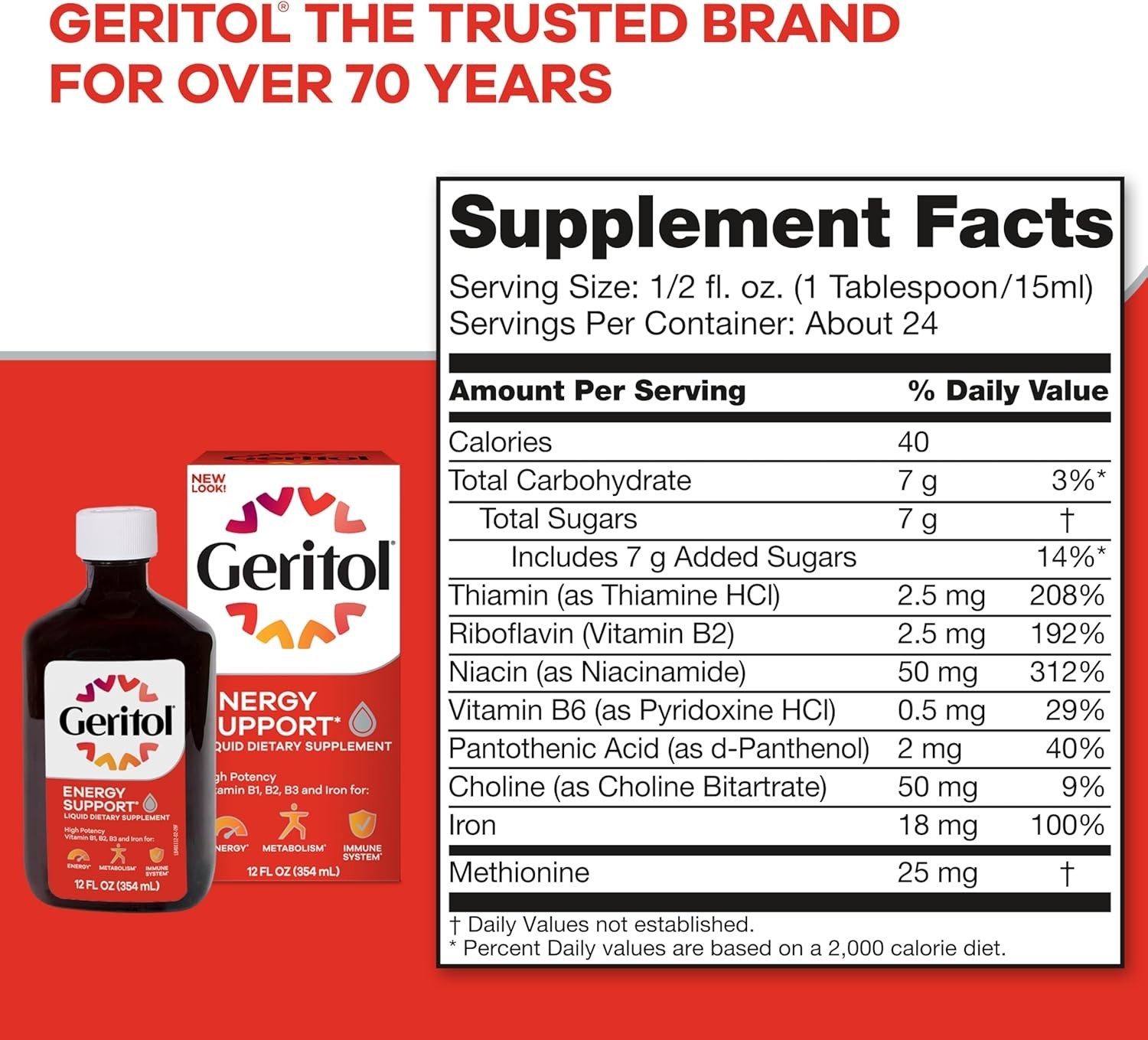 Pack Of 2 Geritol Liquid B-Vitamins & Iron Supplement 12 oz ( 354 ml ) Each