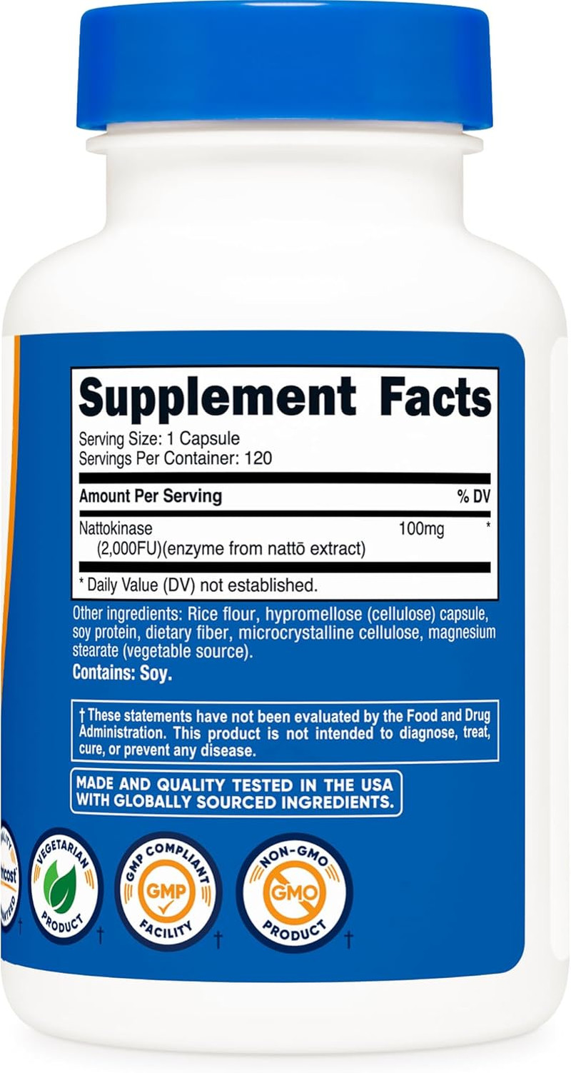 Nutricost Nattokinase 2,000FU, 120 Capsules – Gluten Free, Non-Gmo, Vegetarian F