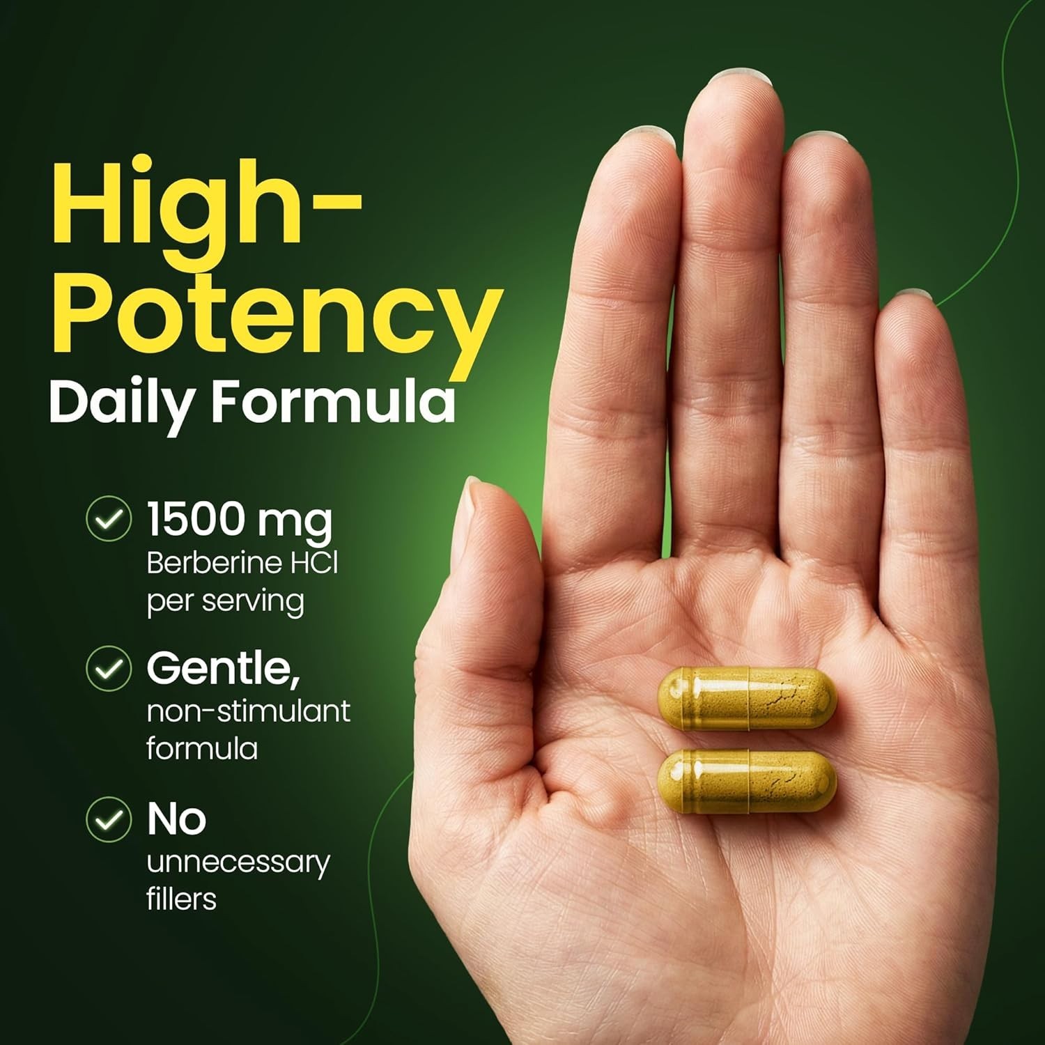 Berberine HCI 1500mg with Chromium Cinnamon Vegan Non-GMO Supplement 90 Capsules