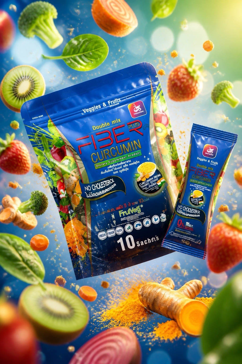 YA-LEE-YAH Double Mix Fiber Plus w/ Curcumin Veggies & Fruits 10 Sachets
