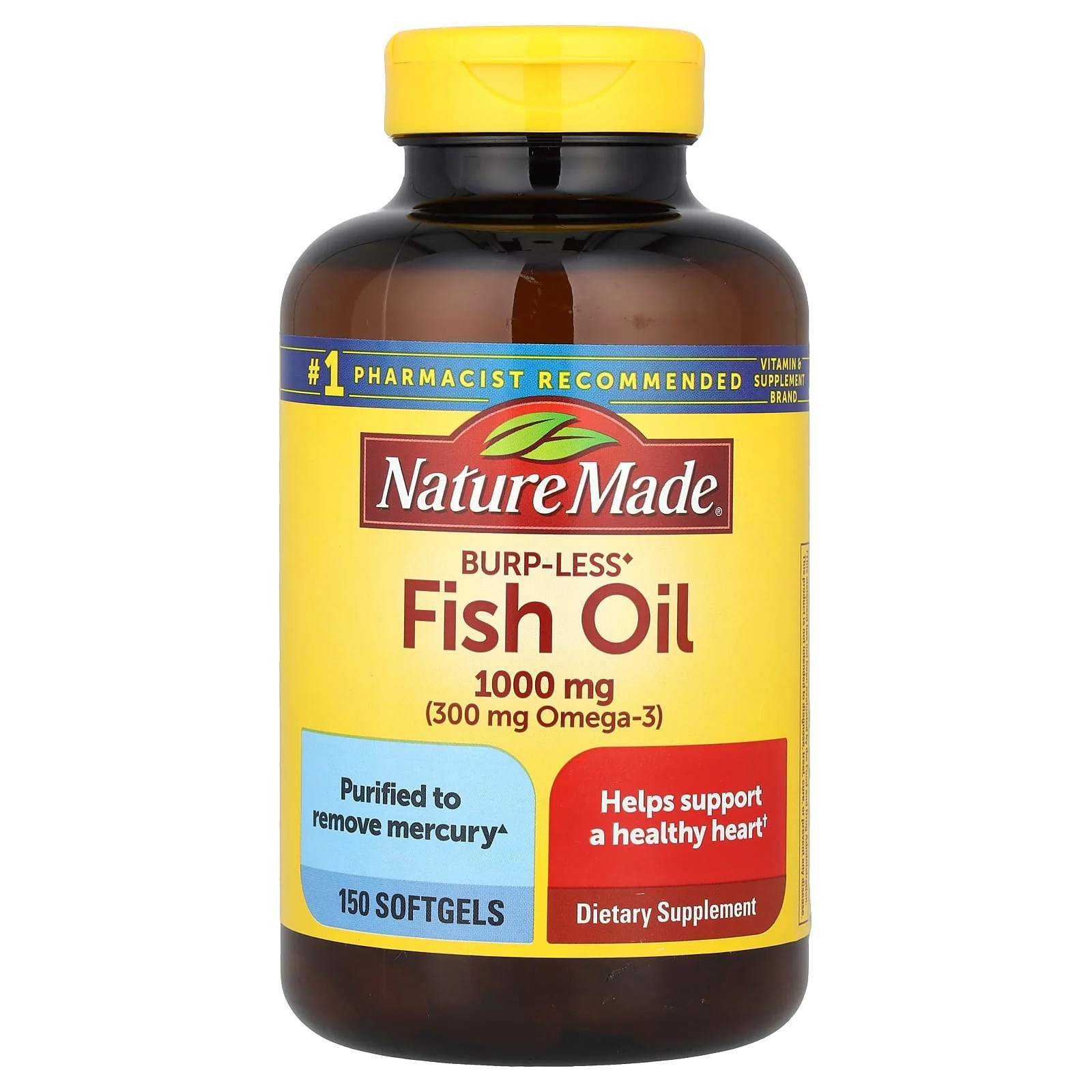 2 X Nature Made, Fish Oil, Burp-Less, 1,000 mg, 150 Softgels