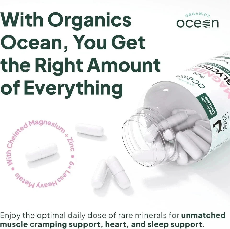 Organics Ocean organic Magnesium Glycinate Low Dose Zinc Chelated 90 Capsules…