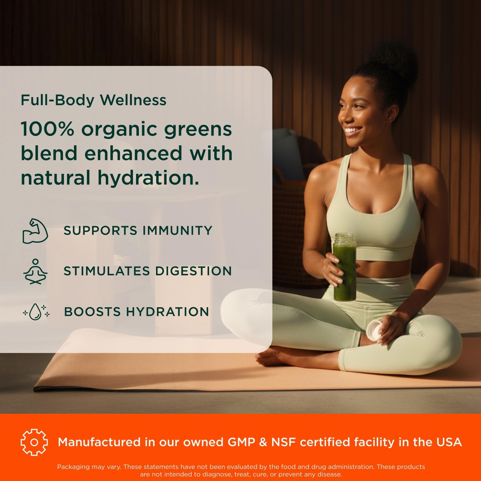 Daily Superfood Greens – Organic Plant-Based Blend, Pineapple Flavor, 30 Ct