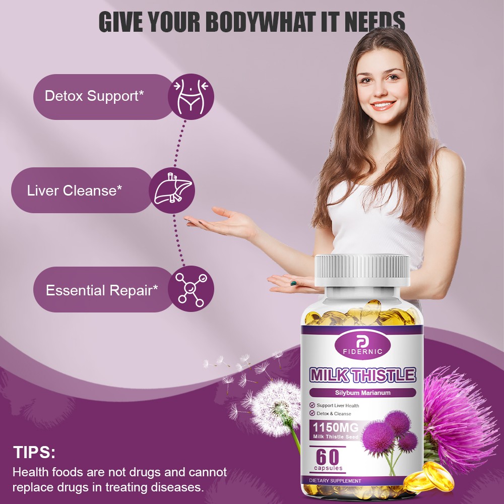 60 Milk Thistle Capsules High Silymarin Liver Cleanse Detox Support Supplement