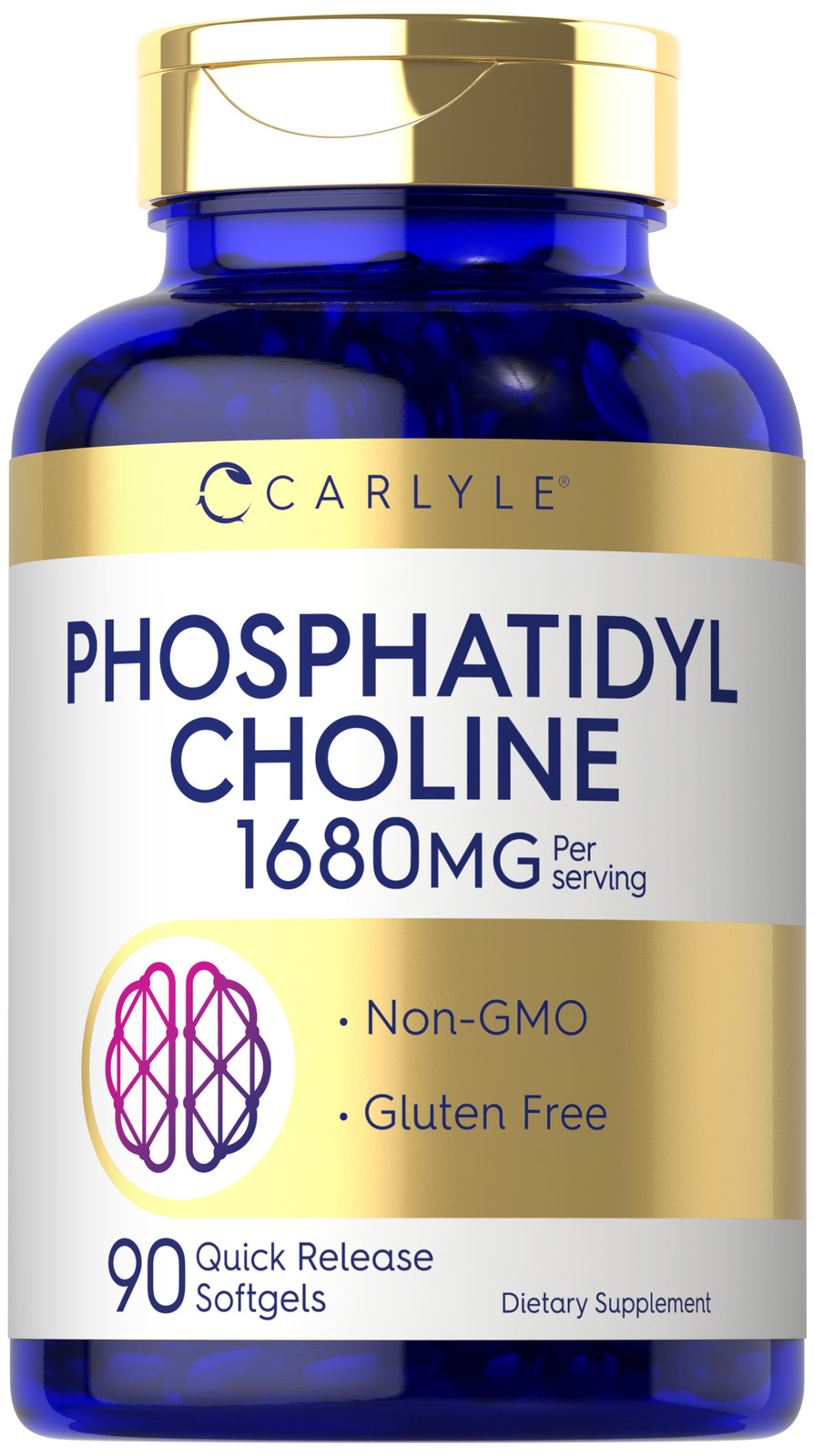 Phosphatidyl Choline 1,680mg | 90 Softgels | Non-GMO & Gluten Free | by Carlyle