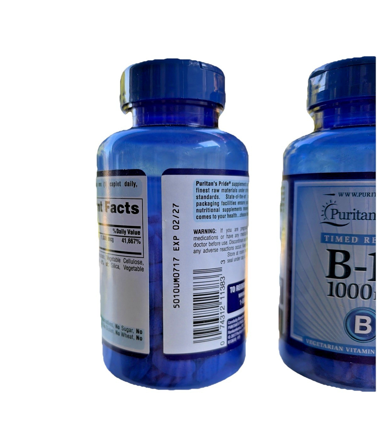 3 Puritan’s Pride Timed Release Vitamin B-12 1000mcg, 250 Count 2/2027