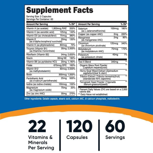 Nutricost Multivitamin for Men 120 Caps – EXP 04/2026