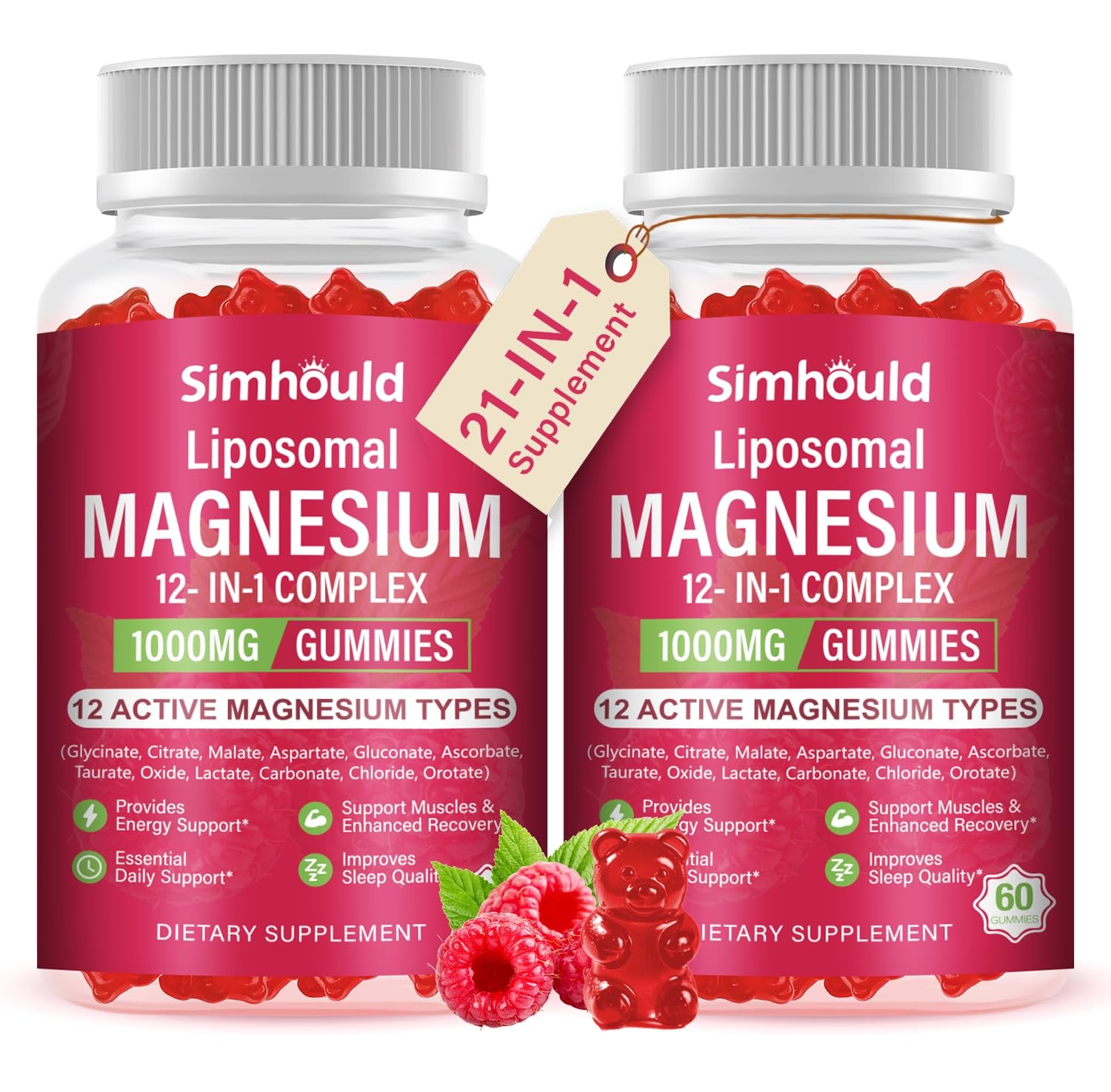 2 Packs Liposomal Magnesium Complex Gummies-as 12 Forms of Magnesium Citrate,…