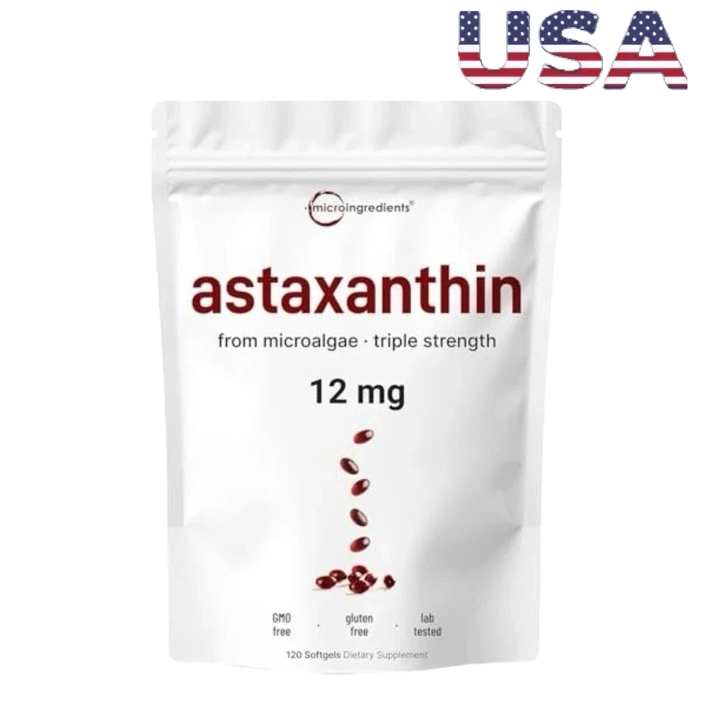 2 Pack | Astaxanthin 12mg, 120 Softgels, 4 Month Supply-NEW FREE SHIPPING-+