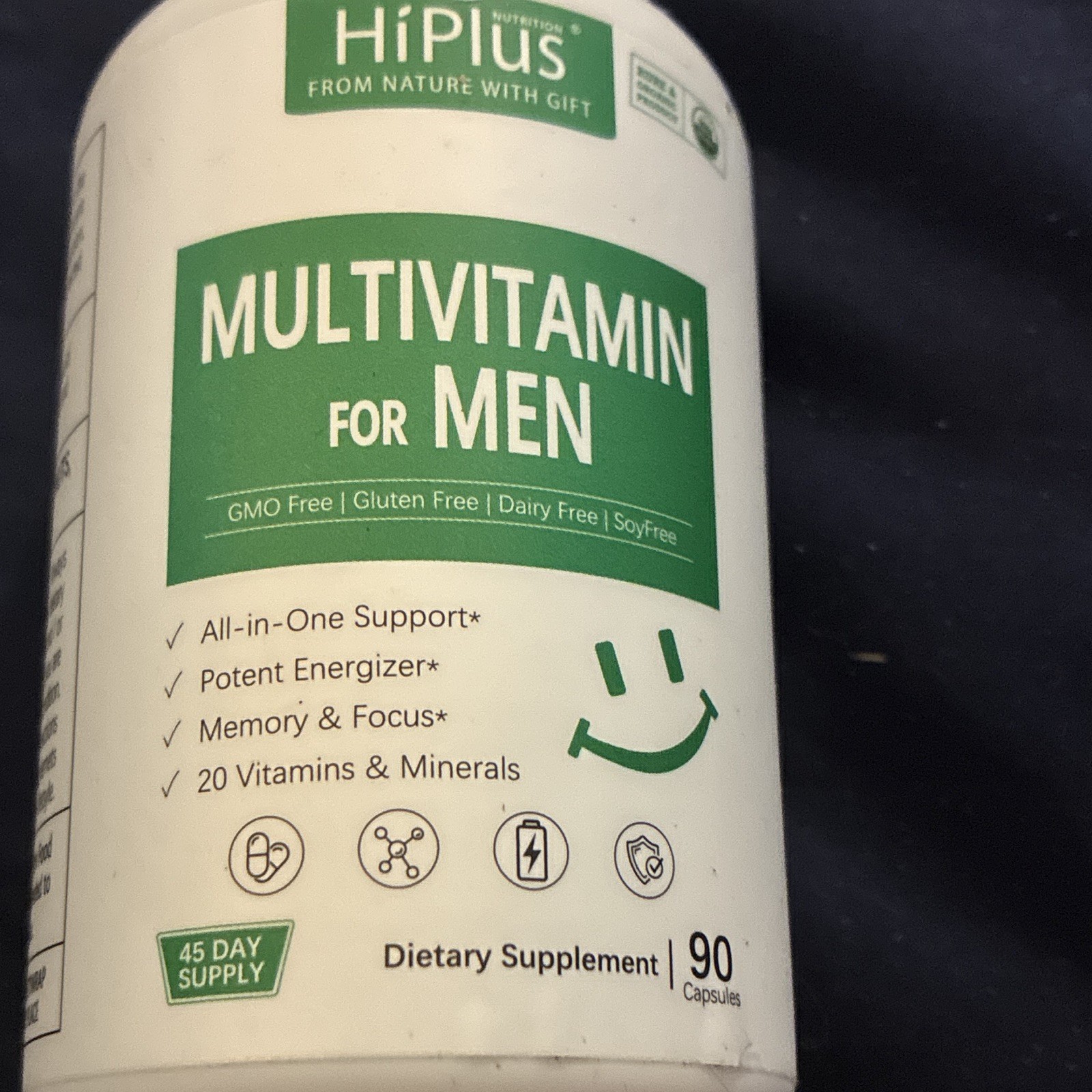 HiPlus Men’s Multivitamin Vitamin Capsules 90 Ct Dairy/Gluten/Soy Free GMO Free
